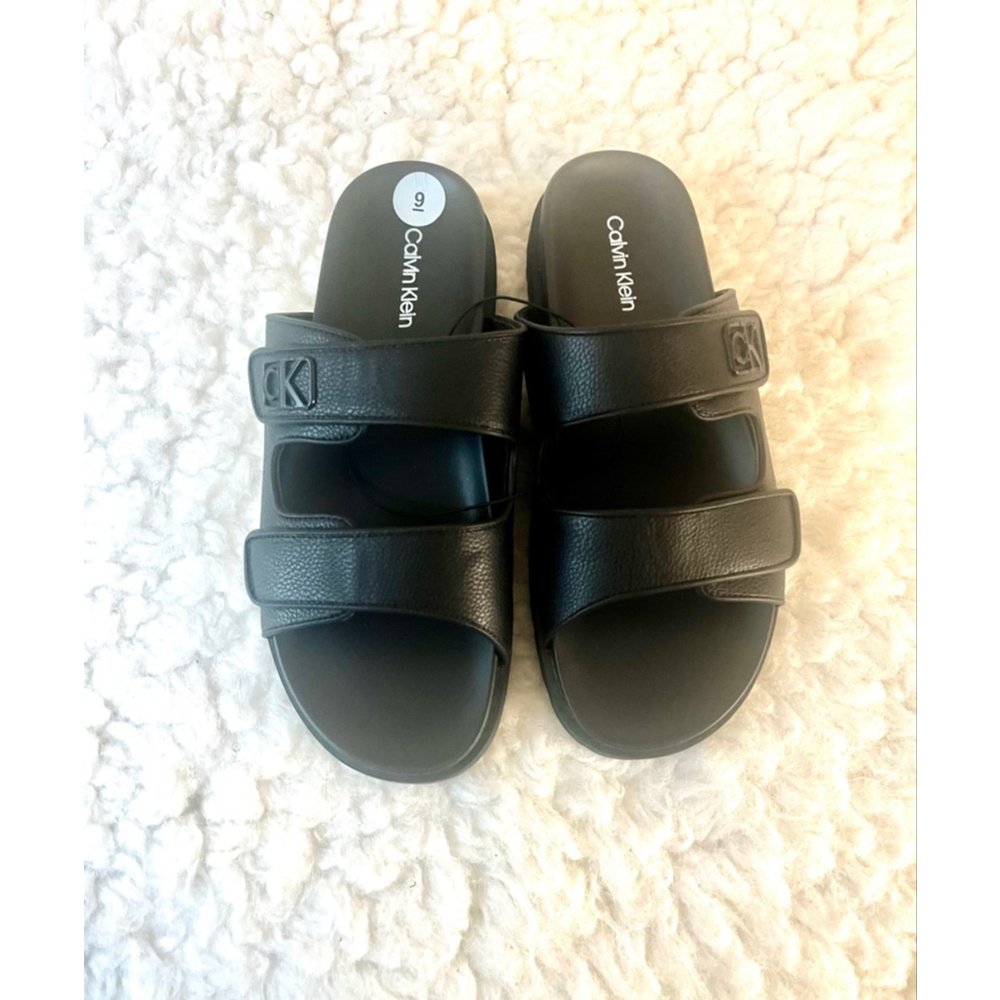 NWOT Calvin Klein Women's Donnie Double Adjustable Strap Sandals in black Size 9